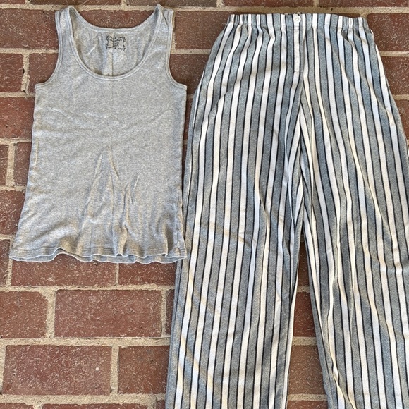 Simply Vera Vera Wang Other - Simply Vera Vera Wang Gray and White Striped Pajama Bottoms/Old Navy Tank Top
